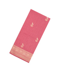 Peach Woven Art Dupion Saree With Floral Buttas-BL5956