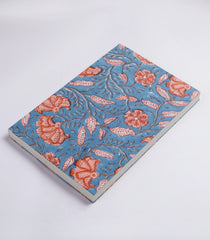Steel Blue 9 X 6 Inch Bagru Dabu Block Printed 96 Page Handmade Notebook-ACS1006