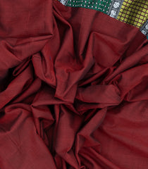 Brown Woven Cotton Saree With Kasuti Hand Embroidered Border & Pallu-EN1771