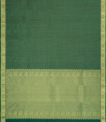 Dark Green Handloom Kanchipuram Silk Saree With Dotted Stripes-KA15087