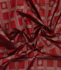 Crimson Woven Synthetic Dupion Saree With Checks & Contrast Pallu-SY0517