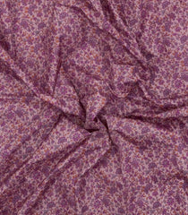 Lilac Printed Silk Saree With Floral Motifs & Zari Border-PS0683