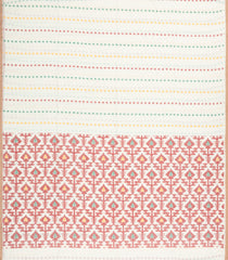 White Handloom Bengal Cotton Saree With Floral Motifs-BG1989