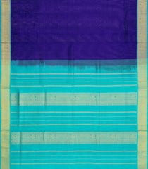 Blue Handloom Silk Cotton Saree With Contrast Zari Border-SC4630