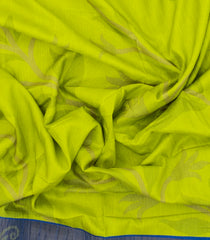 Neon Green Printed Art Tussar Saree With Zari Border-BL5009