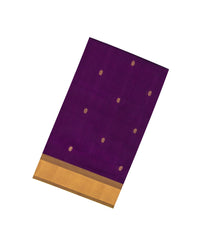 Purple Handloom Silk Cotton Saree With Floral Buttas & Contrast Border-SC3815