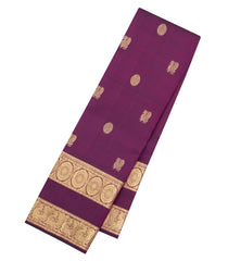 Dark Burgundy Handloom Kanchipuram Silk Saree With Annam Buttas-KA16323