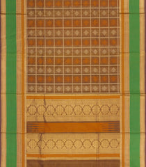 Beige Handloom Silk Cotton Saree With Checks-SC4290