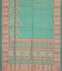 Aquamarine Printed Synthetic Tussar Saree -BL5378