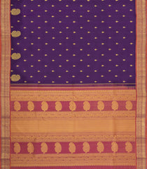 Dark Purple Handloom Kanchipuram Silk Saree With Zari Motifs-KA16736