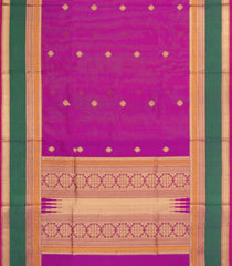 Magenta Handloom Silk Cotton Saree With Buttas & Contrast Border-SC4102