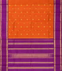 Orange Handloom Kanchipuram Korvai Silk Saree With Annam Buttas