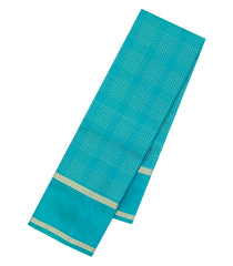 Turquoise Woven Pure Silk Saree With Zari Checks-EC2606