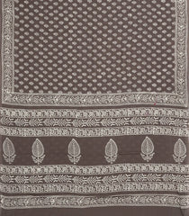 Dark Grey Printed Jaipur Cotton Saree With Printed Floral Motifs-JC1777