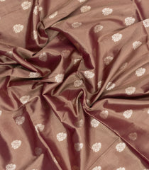 Brown Woven Art Tissue Dupion Saree With Floral Zari Buttas-BL5890