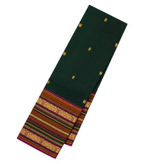 Bottle Green Handloom Kanchipuram Silk Saree With Annam Chakaram Buttas-KA13873