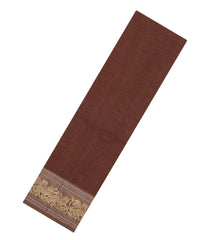 Brown Handloom Kanchi Cotton Saree With Annam Buttas-KC1684