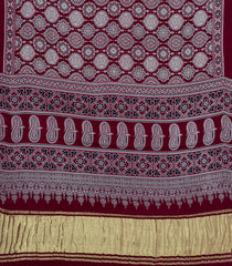 Maroon Printed Modal Silk Saree With Zari Pallu-PS0734