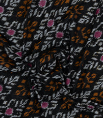 Black Handwoven Orissa Cotton Saree With Tie & Dye Motifs-OR0901