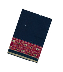 Midnight Blue Printed Synthetic Viscose Dola Silk Saree With Mirror Work-SY0261