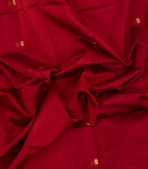 Red Handloom Maheswari Silk Cotton Saree With Buttas & Zari Border-SC4869