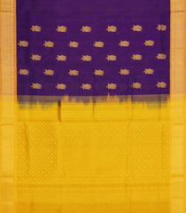 Dark Purple Handloom Silk Cotton Saree With Buttas & Contrast Border-SC4719