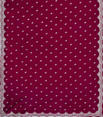 Crimson Woven Synthetic Blended Saree With Embroidered Motifs-EN2067
