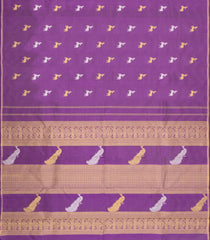 Dark Magenta Handloom Kanchipuram Silk Saree With Stripes & Buttas-KA16411