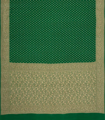 Green Handloom Banarasi Khaddi Georgette Silk Saree With Floral Motifs-BE1781