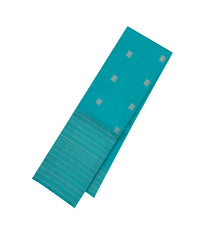 Turquoise Handloom Soft Silk Saree With Square Buttas-SO4459