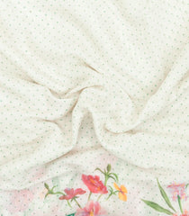 Aquamarine Printed Synthetic Linen Saree With Floral Motifs-SY0130