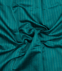 Sea Green Woven Dupion Silk Saree With Dotted Stripes & Contrast Border-DS0641