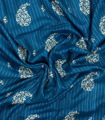 Blue Printed Synthetic Dola Silk Saree With Motifs & Zari Stripes-SY0428