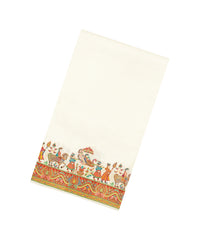 White Printed Blended Viscose Saree With Position Printed Wedding Motifs-BL5992