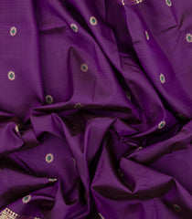 Dark Purple Handloom Kanchipuram Silk Saree With Meena Buttas-KA14672