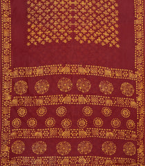Crimson Woven Jaipur Cotton Saree With Printed Floral Motifs-JC1414