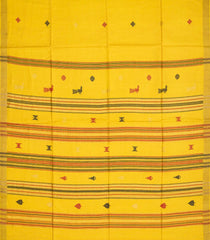 Yellow Handwoven Tussar Silk Saree With Diamond Motifs-Yellow