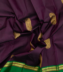 Burgundy Handloom Korvai Kanchipuram Silk Saree With Zari Buttas-KA15367
