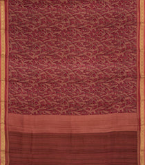 Brown Woven Pure Silk Saree With Printed Floral Motifs-PS0669