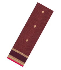Maroon Handloom Kanchi Cotton Saree With Stripes & Buttas-KC1769