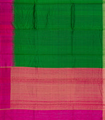 Green Woven Dupion Silk Saree With Dotted Stripes-DS0635