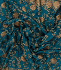 Cyan Woven Art Crushed Georgette Saree With Embroidered Floral Motifs-BL4969