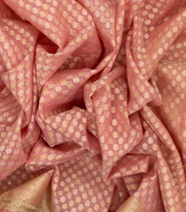 Baby Pink Woven Banarasi Silk Saree With Floral Motifs