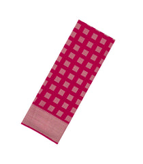 Hot Pink Woven Synthetic Viscose Saree With Floral Zari Motifs & Border-BL5094