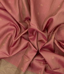 Dusty Peach Handloom Soft Silk Saree With Stripes & Floral Motifs-SO4590