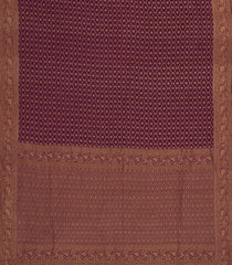 Burgundy Woven Mysore Silk Saree With Floral Vine Motifs & Zari Border-MS3270
