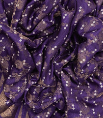 Purple Woven Synthetic Dola Silk Saree With Floral Motifs-BL4648