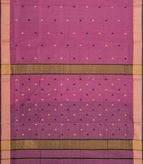Dusty Pink Handloom Maheswari Silk Cotton Saree With Buttas & Zari Border-SC4871