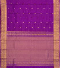 Purple Handloom Kanchipuram Silk Saree With Zari Stripes & Buttas-KA14205