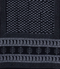Black Printed Jaipur Cotton Saree With Floral Motifs-JC1612